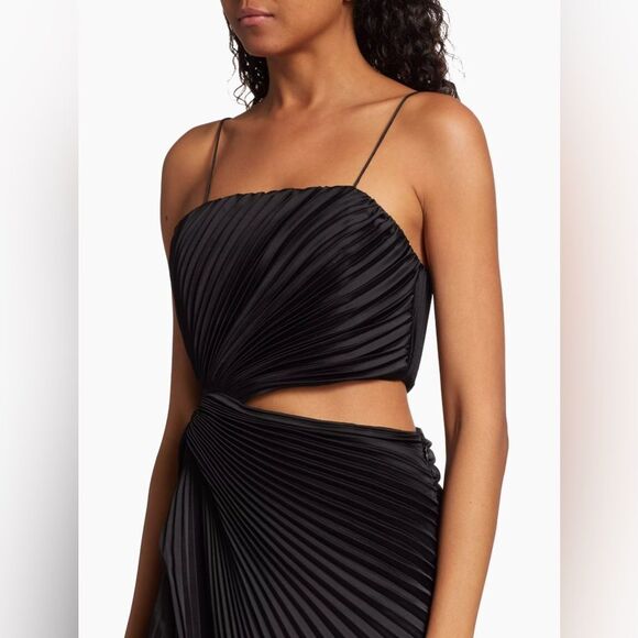 Alice + Olivia Pleated Cut-Out Midi-Dress size 0 - Picture 5 of 14